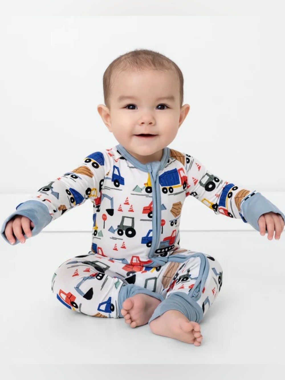 Little Sleepies Community Cars-Construction Vehicles Onsie Zippy Size 3-6 Mos.